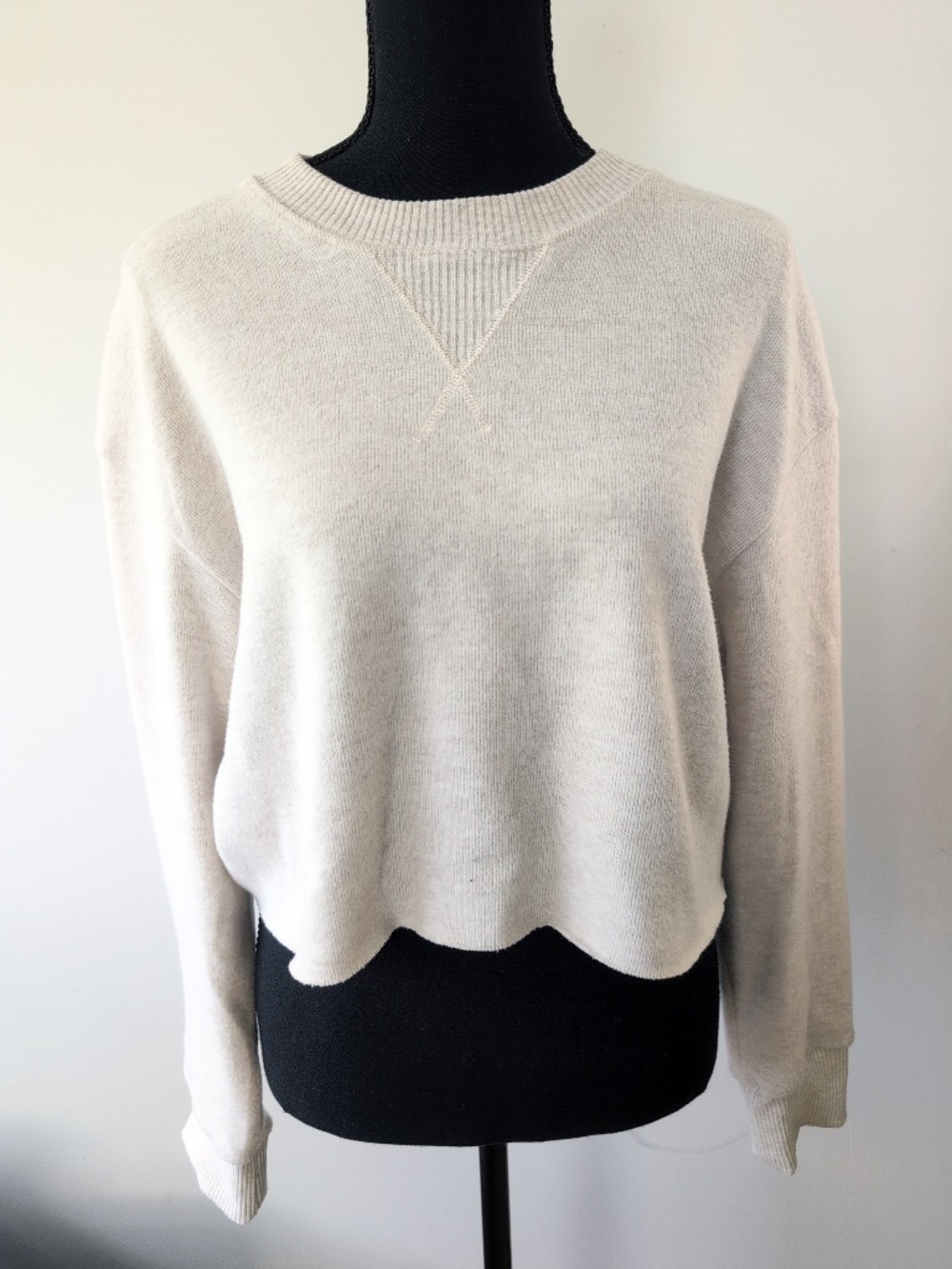Zara Super Soft Cropped Lightweight Long Sleeve Oatmeal Shirt Casual
